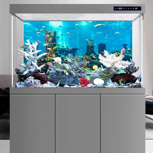 AWERT Undersea Theme Aquarium Background Colorful Coral Tropical Fish Ruins Underwater World Fish Tank Background 48x24 inches Vinyl in Saudi Arabia