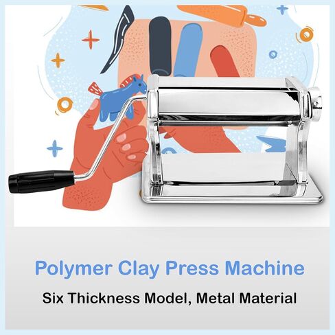 آلة ضغط الطين من ماكين USA makin's Professional Clay Machine أسطوانة بوليمر يدوية مع 6 إعدادات سمك قابلة للتعديل بعرض 15 سم لصانعي المعكرونة وملحقاتها in Saudi Arabia