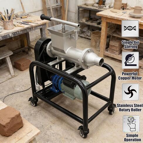 INTSUPERMAI Ceramic Clay Mixer Pug Mill Mixing Machine for Clay Mud Refiner Ceramic Extruder Tool Φ2.36in Outlet 330 lbs/h Capacity for Handmade Art Manufacture 220V/110V (with Transformer) in Saudi Arabia