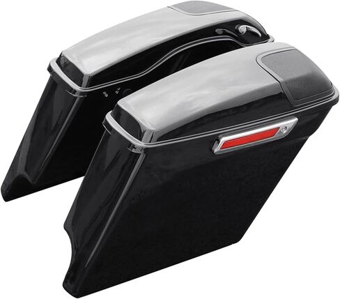SLMOTO Hard Saddle Bags For Harley, Vivid Black 5" Stretched Saddlebags w/Keys Fit For Harley Touring Models Road King Road Glide Street Glide Electra Glide 2014-2024 in Saudi Arabia