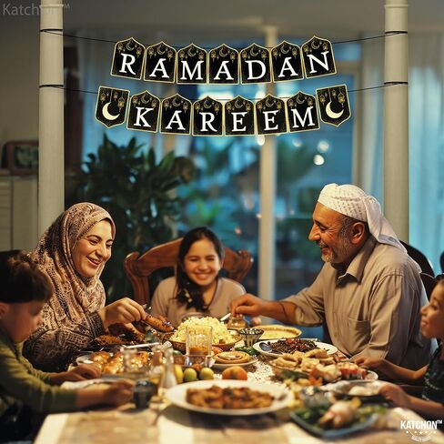 كاتش أون، لافتة رمضان كريم - 10 أقدام، أسود وذهبي، بطاقات، مستطيلة in Kuwait