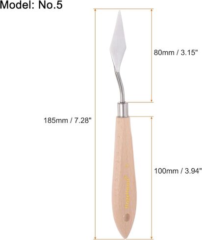 HARFINGTON No.5 Painting Palette Knife Stainless Steel Pointy Spatula Pallet Knife with Beech Wood Handle for Oil Acrylic Paint Canvas Mixing Spreading in Saudi Arabia