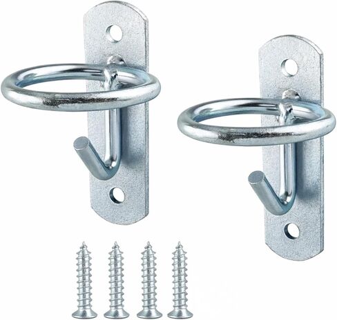 خطافات دلو كشك الحصان، شماعات دلو حلقية معدنية شديدة التحمل مع خطاف على شكل حرف J، حامل دلو تغذية المياه مثبت على الحائط للحظيرة والمستقر والسياج، يتضمن براغي، عبوتان in Kuwait