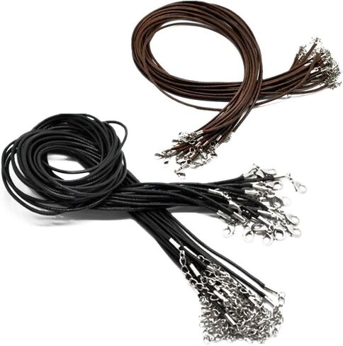 20pcs Black and Brown DIY Jewelry Making Imitation Leather Necklaces Cord, Leather Strap String with Lobster Clasp in Saudi Arabia