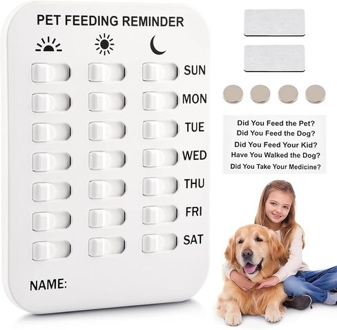 Magnetic Dog Feeding Reminder - AM/PM/Evening Pet Feed Tracker, Reusable Puppy Feeding Schedule Chart for Dogs Cats Fish, Easy Install on Fridge/Wall in Kuwait