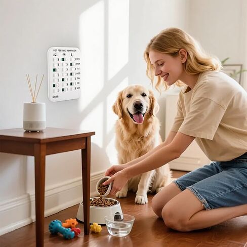 Magnetic Dog Feeding Reminder - AM/PM/Evening Pet Feed Tracker, Reusable Puppy Feeding Schedule Chart for Dogs Cats Fish, Easy Install on Fridge/Wall in Kuwait