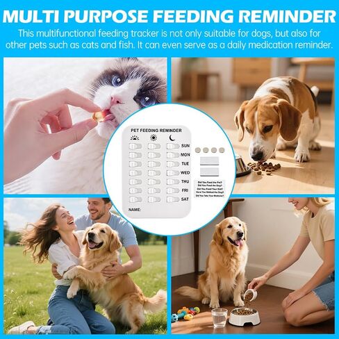 Magnetic Dog Feeding Reminder - AM/PM/Evening Pet Feed Tracker, Reusable Puppy Feeding Schedule Chart for Dogs Cats Fish, Easy Install on Fridge/Wall in Kuwait