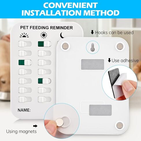 Magnetic Dog Feeding Reminder - AM/PM/Evening Pet Feed Tracker, Reusable Puppy Feeding Schedule Chart for Dogs Cats Fish, Easy Install on Fridge/Wall in Kuwait