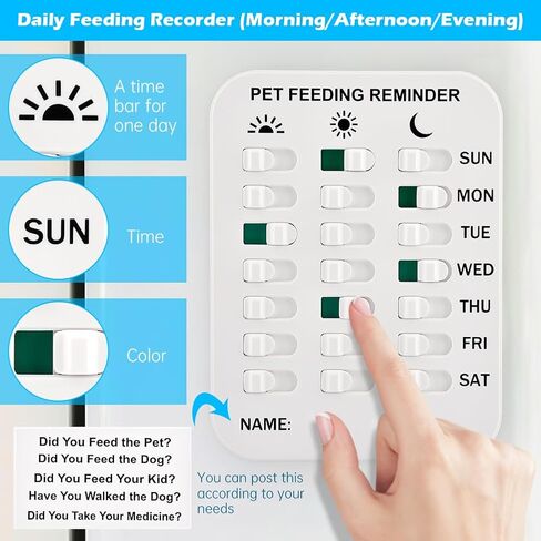 Magnetic Dog Feeding Reminder - AM/PM/Evening Pet Feed Tracker, Reusable Puppy Feeding Schedule Chart for Dogs Cats Fish, Easy Install on Fridge/Wall in Kuwait
