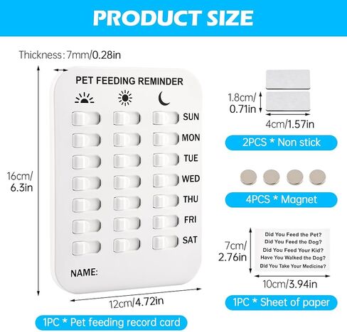 Magnetic Dog Feeding Reminder - AM/PM/Evening Pet Feed Tracker, Reusable Puppy Feeding Schedule Chart for Dogs Cats Fish, Easy Install on Fridge/Wall in Kuwait
