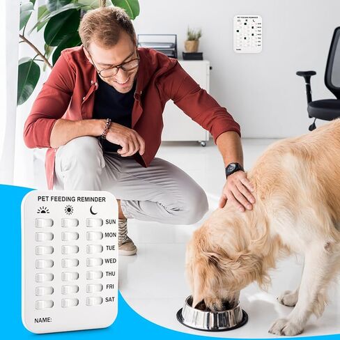 Magnetic Dog Feeding Reminder - AM/PM/Evening Pet Feed Tracker, Reusable Puppy Feeding Schedule Chart for Dogs Cats Fish, Easy Install on Fridge/Wall in Kuwait