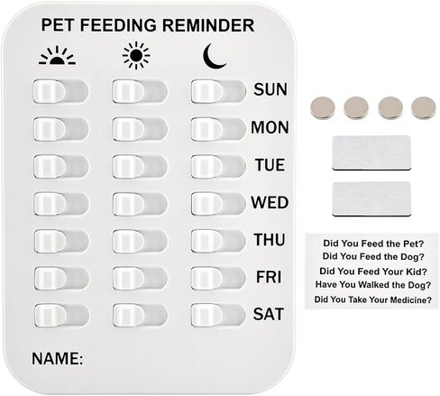 Magnetic Dog Feeding Reminder - AM/PM/Evening Pet Feed Tracker, Reusable Puppy Feeding Schedule Chart for Dogs Cats Fish, Easy Install on Fridge/Wall in Kuwait
