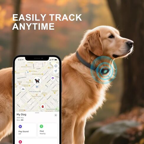 طوق الكلب GPS (عبوة واحدة)، جهاز تعقب القطط الصغير GPS، جهاز تعقب GPS للكلاب (iOS فقط)، بدون رسوم شهرية، متوافق مع Apple Find My، Anti-Lost، Finder Tag for Kitten Puppy Black S (10 بوصة - 14 بوصة) in Kuwait