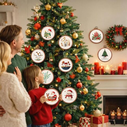 15 Pcs 4 Inch Embroidery Hoops Bulk, Vintage Imitated Wood Round Frame for DIY Craft, Cross Stitch Display, Hanging Ornament for Home and Holiday Decor in Saudi Arabia