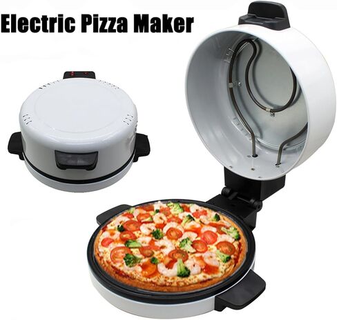 1800W Electric Pizza Maker, 12 inch Portable Countertop Pizza Oven, 220°C Fast Heating/Non Stick Surfaces/Indicator Light, for Making Arabic in Saudi Arabia