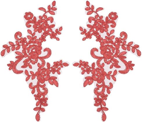 MECCANIXITY 2 Pack Navy Blue Flower Lace Appliques, 10 x 5 Inches 3D Embroidery Lace Patch Sewing Embellishments for Wedding Bridal Dress Clothes DIY Crafts Accessories Decoration in Saudi Arabia