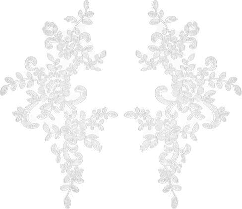 MECCANIXITY 2 Pack Navy Blue Flower Lace Appliques, 10 x 5 Inches 3D Embroidery Lace Patch Sewing Embellishments for Wedding Bridal Dress Clothes DIY Crafts Accessories Decoration in Saudi Arabia