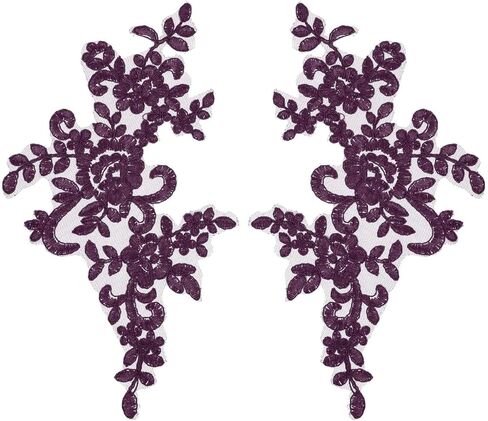 MECCANIXITY 2 Pack Navy Blue Flower Lace Appliques, 10 x 5 Inches 3D Embroidery Lace Patch Sewing Embellishments for Wedding Bridal Dress Clothes DIY Crafts Accessories Decoration in Saudi Arabia