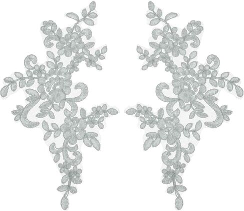 MECCANIXITY 2 Pack Navy Blue Flower Lace Appliques, 10 x 5 Inches 3D Embroidery Lace Patch Sewing Embellishments for Wedding Bridal Dress Clothes DIY Crafts Accessories Decoration in Saudi Arabia