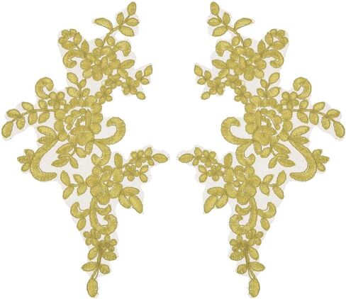 MECCANIXITY 2 Pack Navy Blue Flower Lace Appliques, 10 x 5 Inches 3D Embroidery Lace Patch Sewing Embellishments for Wedding Bridal Dress Clothes DIY Crafts Accessories Decoration in Saudi Arabia