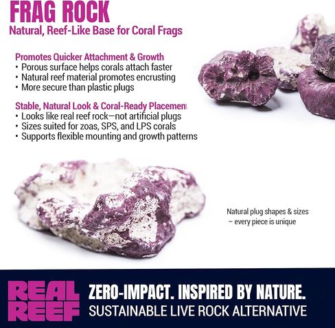 Frag Rock مختلط 10 قطع (1-5 بوصات) - صخور حية اصطناعية آمنة للشعاب المرجانية لتفتيت المرجان، وتركيب القابس والمناظر الطبيعية للشعاب المرجانية، وحوامل شظايا طبيعية بلون مرجاني in Kuwait