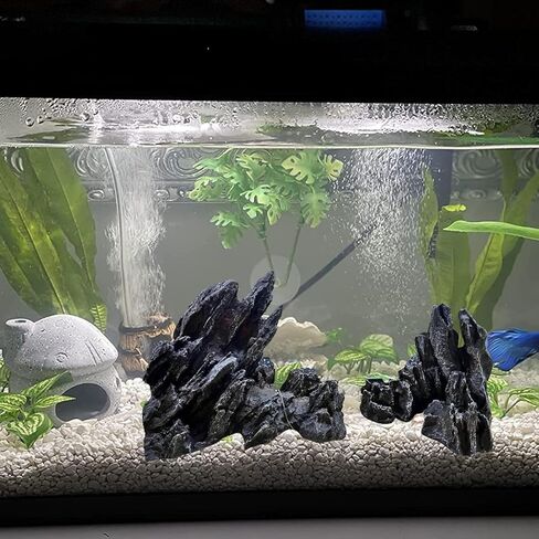 AnRui Aquarium Mountain Artificial Jagged View Stone Decorations Resin Betta Cichlids Hideaway Rock Aquascaping Hiding Cave Hermit Crab Hideout Ornaments (Small) in Saudi Arabia