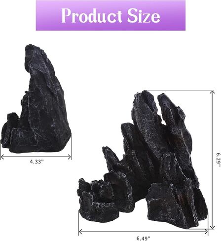 AnRui Aquarium Mountain Artificial Jagged View Stone Decorations Resin Betta Cichlids Hideaway Rock Aquascaping Hiding Cave Hermit Crab Hideout Ornaments (Small) in Saudi Arabia