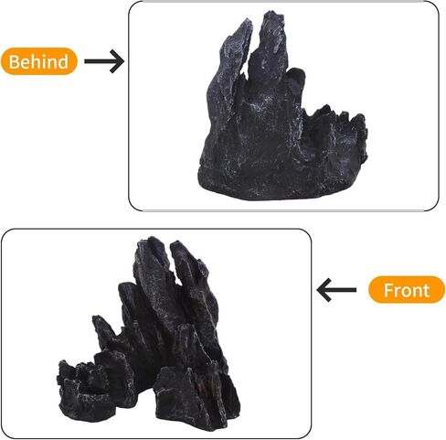 AnRui Aquarium Mountain Artificial Jagged View Stone Decorations Resin Betta Cichlids Hideaway Rock Aquascaping Hiding Cave Hermit Crab Hideout Ornaments (Small) in Saudi Arabia