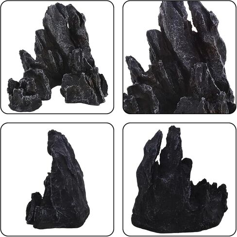 AnRui Aquarium Mountain Artificial Jagged View Stone Decorations Resin Betta Cichlids Hideaway Rock Aquascaping Hiding Cave Hermit Crab Hideout Ornaments (Small) in Saudi Arabia