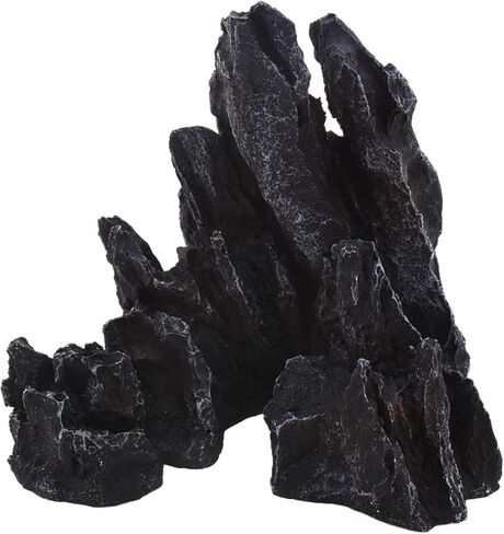 AnRui Aquarium Mountain Artificial Jagged View Stone Decorations Resin Betta Cichlids Hideaway Rock Aquascaping Hiding Cave Hermit Crab Hideout Ornaments (Small) in Saudi Arabia