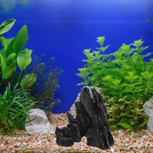 AnRui Aquarium Mountain Artificial Jagged View Stone Decorations Resin Betta Cichlids Hideaway Rock Aquascaping Hiding Cave Hermit Crab Hideout Ornaments (Small) in Saudi Arabia