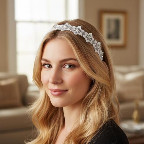 Flower Lace Trim Ribbon White Lace Applique Embellishments Flower Dress Applique Trim with Pearl 3D Embroidered Ribbon Organza Flowers for DIY Craft Clothing Wedding Decorations in Saudi Arabia