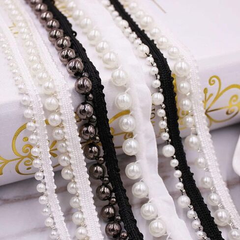 Lace Trim Vintage Beaded Garment Materials Bridal Applique Headdress Craft DIY Sewing Accessories(#H) in Saudi Arabia