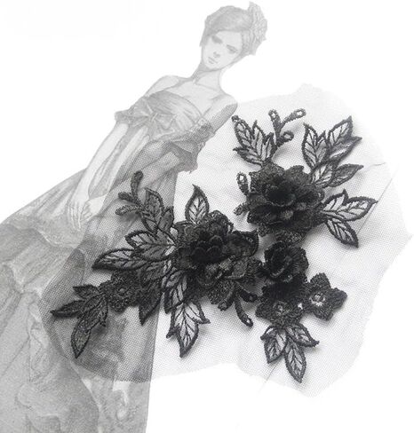 3D Lace Flower Applique Embroidered Patch for Wedding Gown Bridal Dress Decor Clothing Pants Sewing DIY Crafts in Saudi Arabia