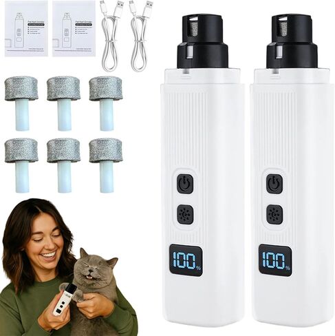 Cat Nail, Nail Trimmer, Dog Nail Grinder, Safe Cut Cat Nail Trimmer, Two Adjustable with 360° Grinding Settings, for All Cats ＆Dogs (White) in Saudi Arabia