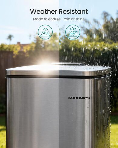 SONGMICS Dog Poop Trash Can, 1.6-Gallon (6 L) Outdoor Garbage Can with Lid, Soft Close, Stainless Steel with Inner Bucket, Metallic Silver ULTB590E02 in Saudi Arabia