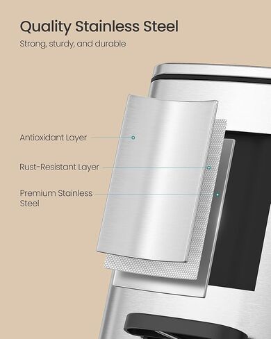 SONGMICS Dog Poop Trash Can, 1.6-Gallon (6 L) Outdoor Garbage Can with Lid, Soft Close, Stainless Steel with Inner Bucket, Metallic Silver ULTB590E02 in Saudi Arabia