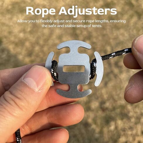 Drfeify Wind Rope Buckles, 4pcs 4cm 420 Stainless Steel Round Tent Rope Adjusters for Backpacking Camping Outdoor in Saudi Arabia