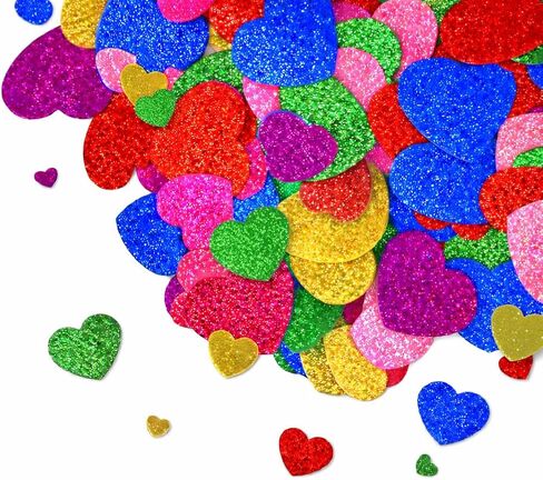 Gift Boutique 360 Glitter Foam Heart Stickers for Valentine’s Day, Self Adhesive Craft Shapes in 6 Colors and 3 Sizes for DIY Cards, Classroom Projects, Scrapbooks and Decorations in Saudi Arabia