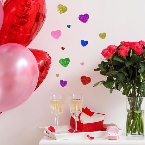 Gift Boutique 360 Glitter Foam Heart Stickers for Valentine’s Day, Self Adhesive Craft Shapes in 6 Colors and 3 Sizes for DIY Cards, Classroom Projects, Scrapbooks and Decorations in Saudi Arabia