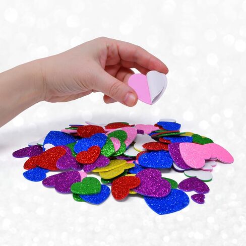 Gift Boutique 360 Glitter Foam Heart Stickers for Valentine’s Day, Self Adhesive Craft Shapes in 6 Colors and 3 Sizes for DIY Cards, Classroom Projects, Scrapbooks and Decorations in Saudi Arabia
