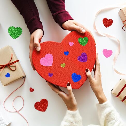 Gift Boutique 360 Glitter Foam Heart Stickers for Valentine’s Day, Self Adhesive Craft Shapes in 6 Colors and 3 Sizes for DIY Cards, Classroom Projects, Scrapbooks and Decorations in Saudi Arabia