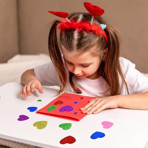 Gift Boutique 360 Glitter Foam Heart Stickers for Valentine’s Day, Self Adhesive Craft Shapes in 6 Colors and 3 Sizes for DIY Cards, Classroom Projects, Scrapbooks and Decorations in Saudi Arabia