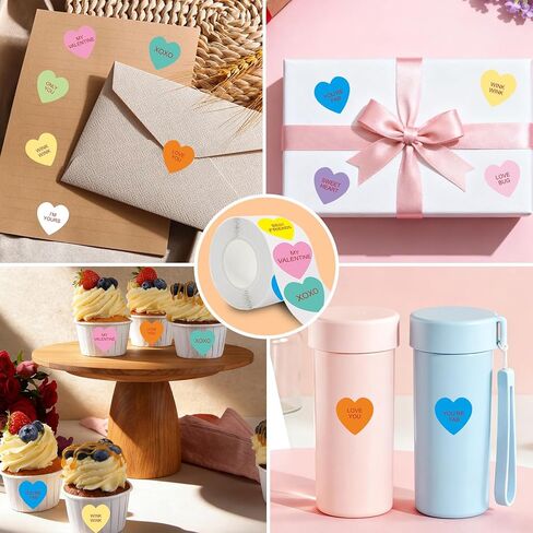 500 PCS Heart Stickers, Valentines Day Stickers, Heart Stickers for envelopes Perfect for Love Decorations, Accessories Crafts Labels, DIY Greeting Cards, Classrooms Cards in Saudi Arabia