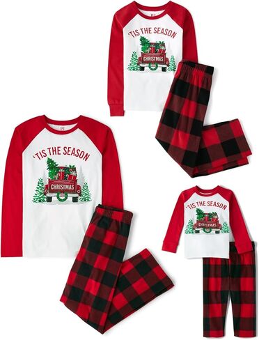 The Children's Place,Unisex Baby,Family Matching, Holiday Pajama Sets, Fleece,Red Tartan- Kids,Medium in Saudi Arabia