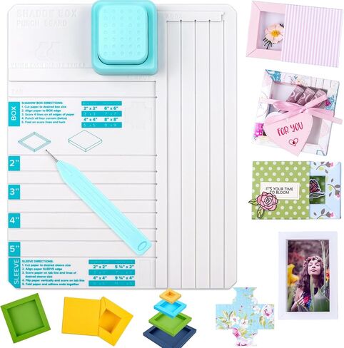 Shadow Box Punch Board for DIY Making 2"，3", 4", 5" Shadow Boxes and Sleeves, Shadow Box Punches Boards with Scoring Tool for DIY Crafting Scrapbooking Holiday Family Cards Photo Making Gifting in Saudi Arabia