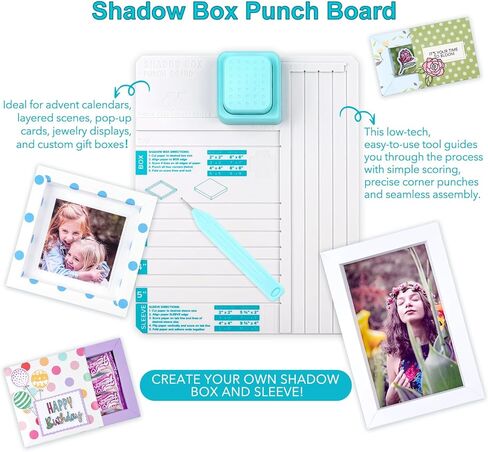 Shadow Box Punch Board for DIY Making 2"，3", 4", 5" Shadow Boxes and Sleeves, Shadow Box Punches Boards with Scoring Tool for DIY Crafting Scrapbooking Holiday Family Cards Photo Making Gifting in Saudi Arabia