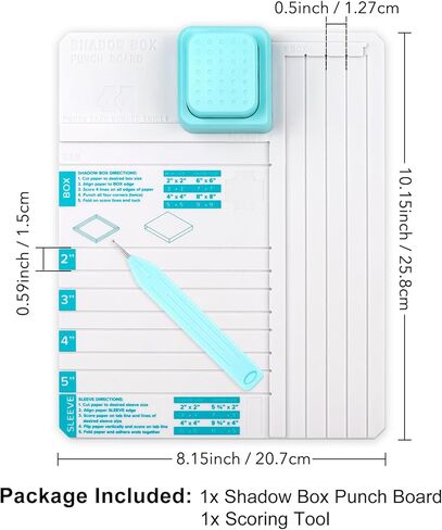 Shadow Box Punch Board for DIY Making 2"，3", 4", 5" Shadow Boxes and Sleeves, Shadow Box Punches Boards with Scoring Tool for DIY Crafting Scrapbooking Holiday Family Cards Photo Making Gifting in Saudi Arabia