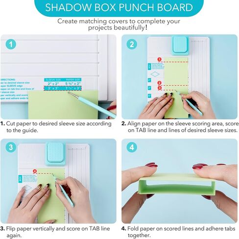 Shadow Box Punch Board for DIY Making 2"，3", 4", 5" Shadow Boxes and Sleeves, Shadow Box Punches Boards with Scoring Tool for DIY Crafting Scrapbooking Holiday Family Cards Photo Making Gifting in Saudi Arabia