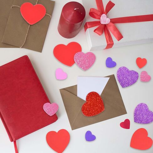 ملصقات قلب إسفنجية 360 درجة من Gift Boutique - أشكال قلب EVA لامعة وغير لامعة باللون الأحمر والوردي والأبيض والأرجواني، ملصقات حرفية ذاتية اللصق لبطاقات القصاصات وديكور عيد الحب in Kuwait